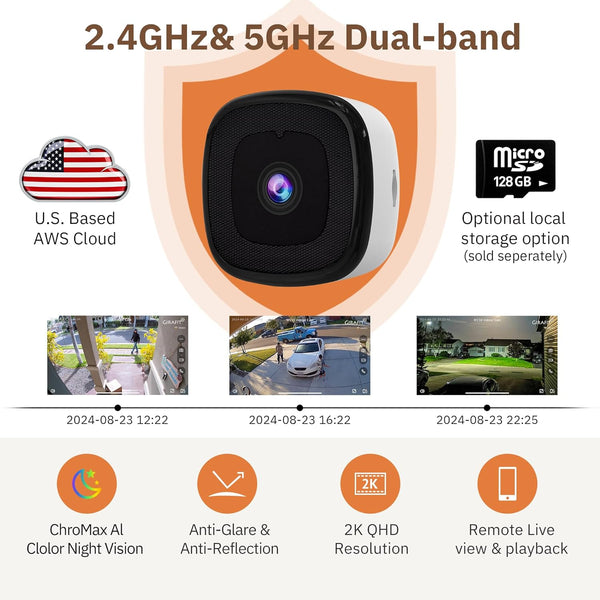 3MP 2K Window Camera, 5GHz WiFi Indoor Cameras,ChromaMax Al Color Night Vision,Person & Motion Detection,Easy & Quick Install